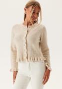 Pieces Pclydia Ls Frill Knit Cardigan Birch Detail:Melange M