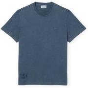 T-paidat & Poolot Lacoste  Washed Effect Heavy Jersey T-Shirt - Blue  ...