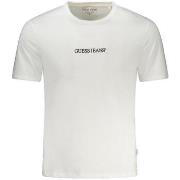 Lyhythihainen t-paita Guess  T-shirt  Slim Logo Brodé blanc  EU L