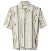Lyhythihainen paitapusero Selected  Rlxcal Shirt - Egret/Brown Multi  ...