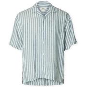 Pitkähihainen paitapusero Selected  RlxKylian Linen Shirt - Blue Mirag...