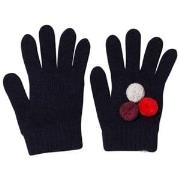 Il Gufo Navy and Multi Pom Pom Knit Gloves T4 (9 months)