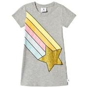 Hootkid Rainbow Shooting Star T-Shirt Dress Gray Melange 1 years