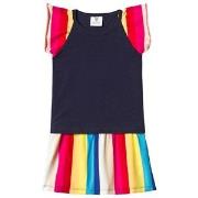 Hootkid Rainbow Striped Dress Navy 1 years
