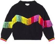 Stella McCartney Kids Knit Sweater With Fringes Black 3 Years