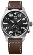 Glycine Miesten kello GL0366 Airpilot Dual Time Musta/Nahka Ø44 mm