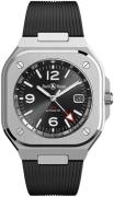 Bell & Ross Miesten kello BR-05-GMT-RUBBER-STRAP Br 05 Musta/Kumi