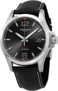 Longines Miesten kello L3.726.4.56.2 Conquest V.H.P. Musta/Nahka Ø43