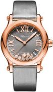 Chopard Naisten kello 274808-5012 Happy Sport Harmaa/Satiini Ø36 mm