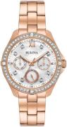 Bulova Naisten kello 98N108 Crystal Valkoinen/Punakultasävyinen Ø35