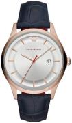 Emporio Armani Miesten kello AR11131 Dress Hopea/Nahka Ø43 mm