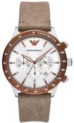 Emporio Armani Miesten kello AR11452 Mario Chrono Valkoinen/Tekstiili