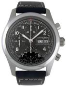 Hamilton Miesten kello H71556737 Khaki Musta/Nahka Ø42 mm