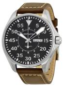 Hamilton Miesten kello H64611535 Khaki Aviation Musta/Nahka Ø42 mm