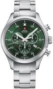 Swiss Military Miesten kello SM34076.03 Chrono Vihreä/Teräs Ø43 mm