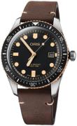 Oris Miesten kello 01 733 7720 4354-07 5 21 44 Diving Musta/Nahka