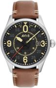 AVI-8 Miesten kello AV-4090-01 Spitfire Musta/Nahka Ø42 mm