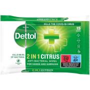 Dettol 2in1 Anti-Bacterial Wipes For Hand And Surfaces 15 kpl