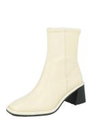 River Island Nilkkurit 'BLOCK HEEL ZIP SOCK BOOT'  ecru / musta