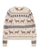 Vero Moda Girl Neulepaita 'VMDEERS'  ecru / tummabeige / musta