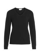 Viril V-Neck L/S Knit Top - Noos Black Vila