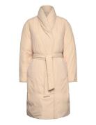 Recycled Down Wrap Puffer Coat Cream Calvin Klein