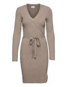 Viril Wrap L/S Knit Dress - Noos Beige Vila