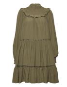 Smocked And Tiered Long Sleeved Dress Khaki Scotch & Soda