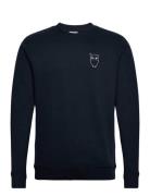 Elm Small Print Owl Sweat - Gots/Ve Navy Knowledge Cotton Apparel