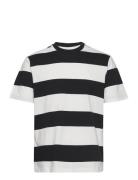 Striped Cotton T-Shirt Black Mango