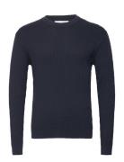 Slhmadden Ls Knit Cable Crew Neck B Navy Selected Homme