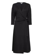 Reg Visc Wrap Knee Dress 7/8 Black Tommy Hilfiger