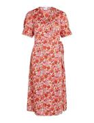 Vinaria S/S Wrap Midi Dress/Dc/Su Red Vila