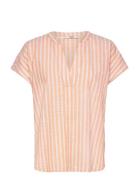 Striped Cotton Blouse Orange Esprit Casual
