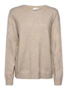 Viril O-Neck L/S Knit Top - Noos Beige Vila