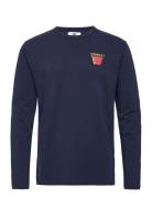 Mel Stacked Logo Long Sleeve Navy Double A By Wood Wood