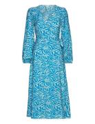 Objleonora L/S Wrap Midi Dress Blue Object