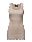 Silk Top W/ Lace Beige Rosemunde