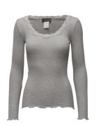 Silk T-Shirt W/ Lace Grey Rosemunde