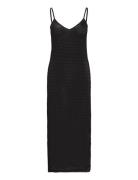 Long Openwork Knitted Dress Black Mango