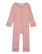 Jumpsuit Ls Rib Pink Minymo