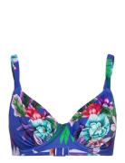 Halkidiki Uw Gathered Full Cup Bikini Top 32 F Blue Fantasie