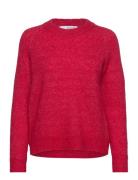 Slflulu Ls Knit O-Neck Noos Red Selected Femme