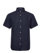 Reg Ut Gmnt Dyed Linen Ss Shirt Navy GANT