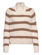 Onlleise Freya Ls Zip High Neck Pullover Beige ONLY