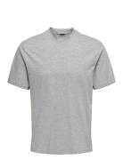 Onsotis Reg Mock Neck Tee Vd Grey ONLY & SONS