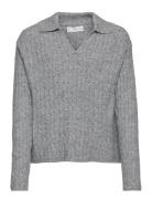 Knitted Polo Neck Sweater Grey Mango