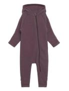 Wool Baby Suit W Ears Purple Mikk-line