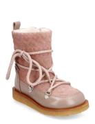Boots - Flat - With Lace And Zip Pink ANGULUS