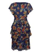 Floral Ruffle-Trim Georgette Dress Patterned Lauren Ralph Lauren
